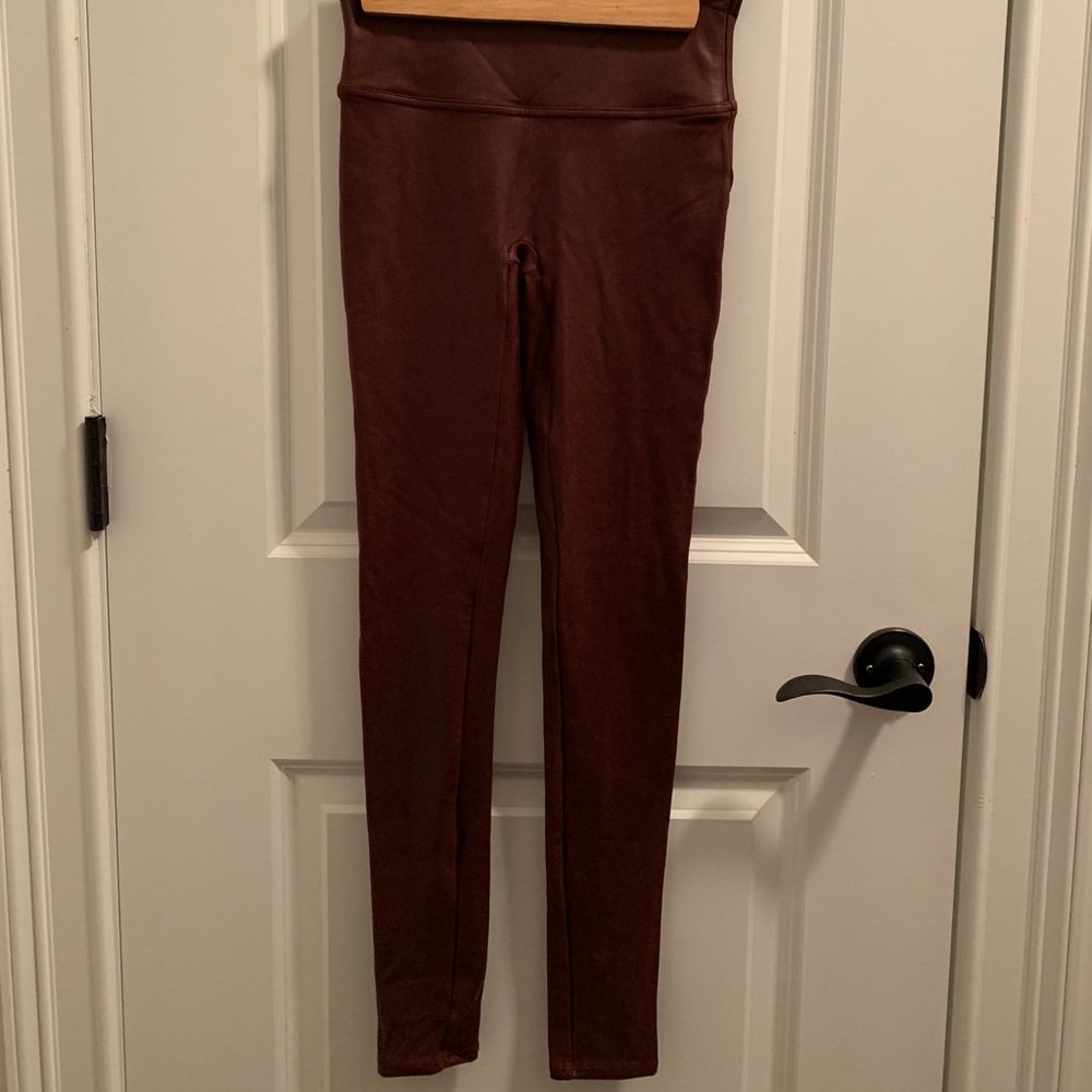 SPANX Red/Brown Faux Leather Leggings Small